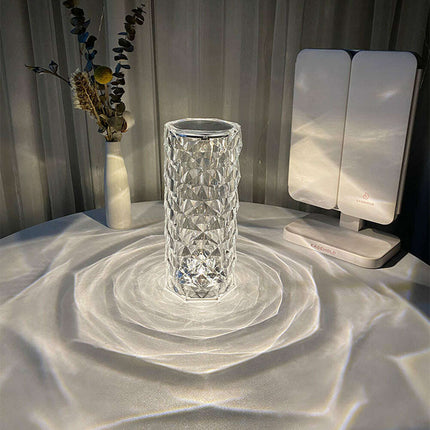 Nordic Crystal Lamp USB Table Lamps Bedroom Touch Dimming Atmosphere Diamond Night Light Rose Projector Lamp Decor - Très Elite