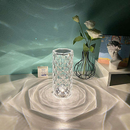 Nordic Crystal Lamp USB Table Lamps Bedroom Touch Dimming Atmosphere Diamond Night Light Rose Projector Lamp Decor - Très Elite
