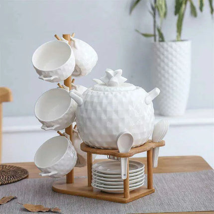 Nordic Elegance 21-Piece Pineapple Design Ceramic Dining Set - Très Elite