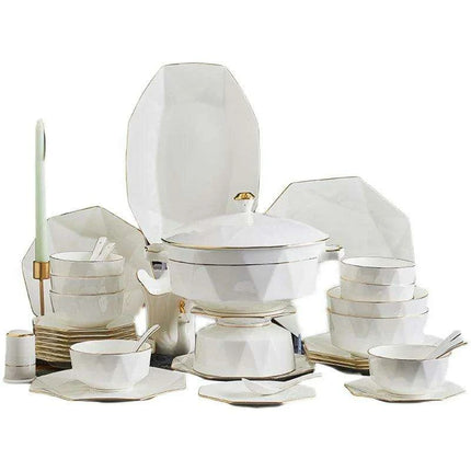 Nordic Elegance 60-Piece Bone China Dining Set- Très Elite- Très Elite