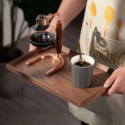 Nordic Elegance Black Walnut Serving Tray - Perfect for Hosting Teas and Fruits - Très Elite