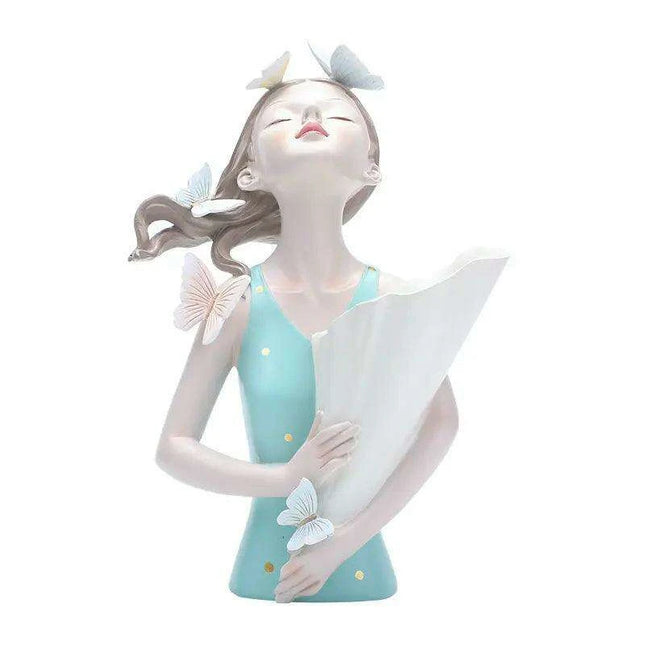 Nordic Elegance Butterfly Maiden Resin Vase - Chic Decorative Accent for Your Home