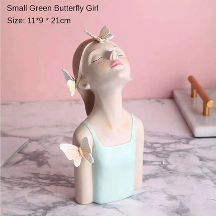 Nordic Elegance Butterfly Maiden Resin Vase - Chic Decorative Accent for Your Home