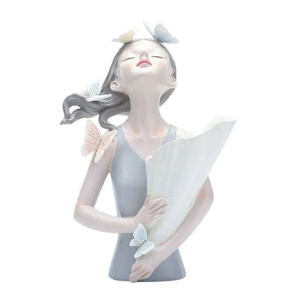Nordic Elegance Butterfly Maiden Resin Vase - Chic Decorative Accent for Your Home