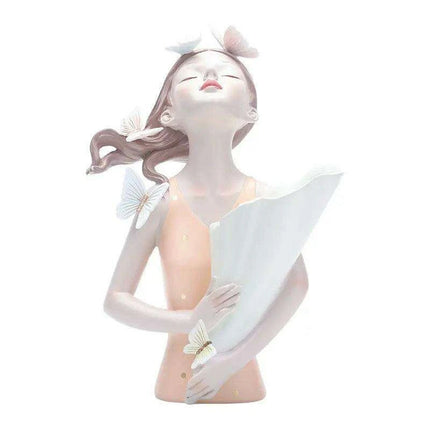 Nordic Elegance Butterfly Maiden Resin Vase - Chic Decorative Accent for Your Home