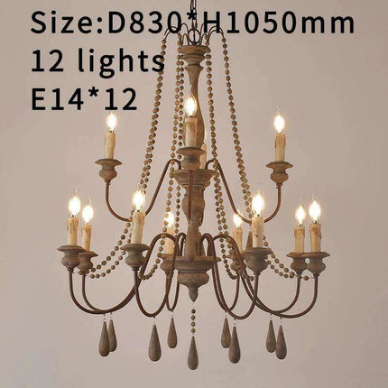 Nordic Elegance: Customizable Vintage Grey Wooden Chandelier- Très Elite- Très Elite
