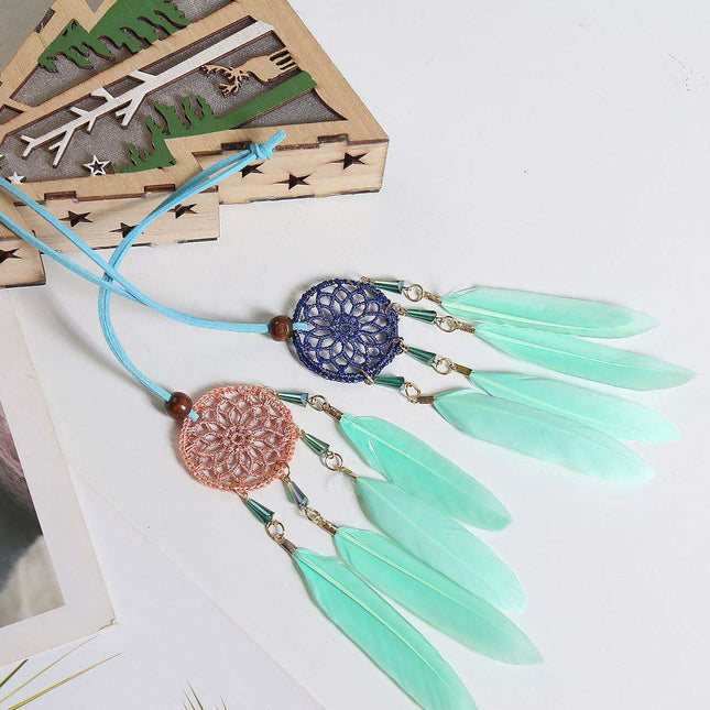 Nordic Elegance Feather Dream Catcher: Luxurious Decor for Home and Vehicle