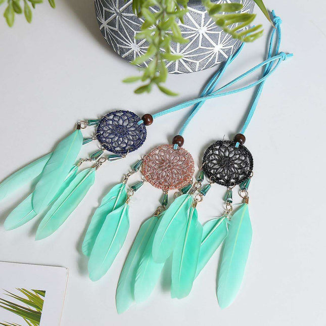 Nordic Elegance Feather Dream Catcher: Luxurious Decor for Home and Vehicle