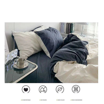 Nordic Elegance Washed Cotton 4-Piece Bed Linen Set - Duvet Cover, Pillow Shams, and Flat Sheet Collection - Très Elite