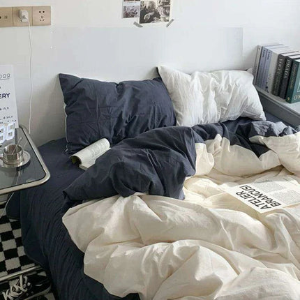 Nordic Elegance Washed Cotton 4-Piece Bed Linen Set - Duvet Cover, Pillow Shams, and Flat Sheet Collection - Très Elite