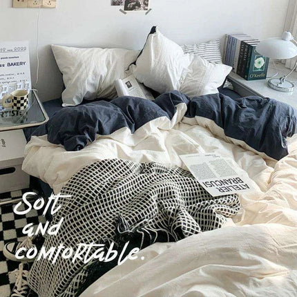 Nordic Elegance Washed Cotton 4-Piece Bed Linen Set - Duvet Cover, Pillow Shams, and Flat Sheet Collection - Très Elite