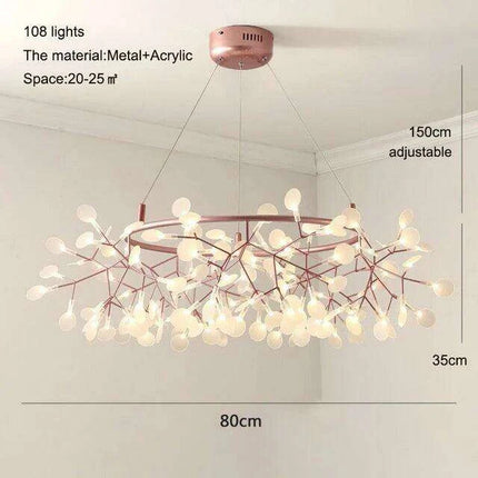 Nordic Firefly Chandelier: Customizable Rose Gold & Black Lighting Masterpiece- Très Elite- Très Elite
