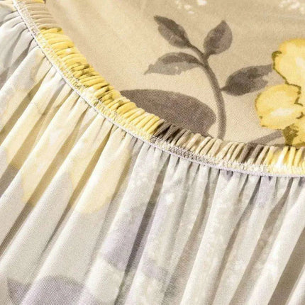 Nordic Floral Stretch Chair Slipcover in Yellow and Tan - Très Elite