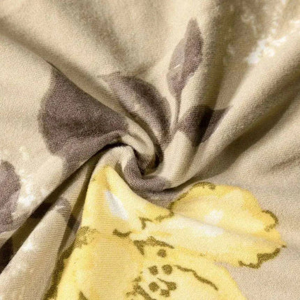 Nordic Floral Stretch Chair Slipcover in Yellow and Tan - Très Elite