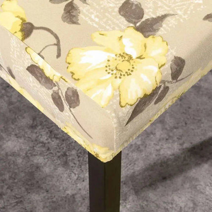 Nordic Floral Stretch Chair Slipcover in Yellow and Tan - Très Elite