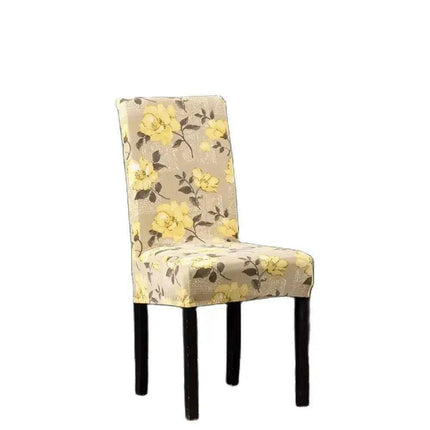 Nordic Floral Stretch Chair Slipcover in Yellow and Tan - Très Elite