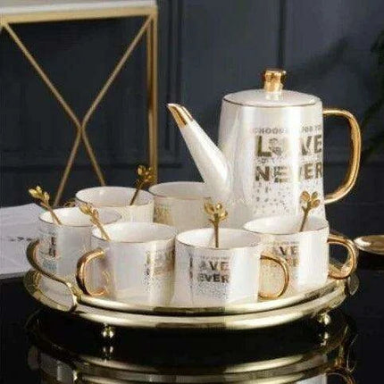Nordic Gold Elegance: Premium Ceramic Tea and Coffee Set - Très Elite