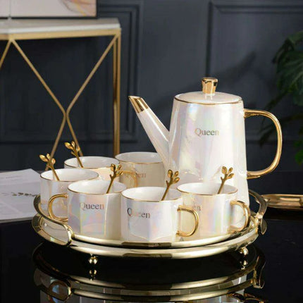Nordic Gold Elegance: Premium Ceramic Tea and Coffee Set - Très Elite