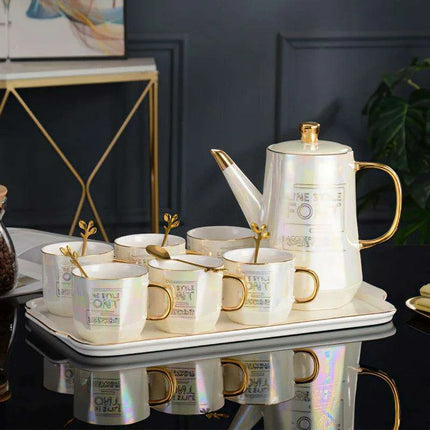 Nordic Gold Elegance: Premium Ceramic Tea and Coffee Set - Très Elite
