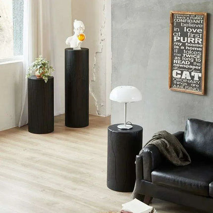 Nordic-Inspired Black Round Wooden Coffee Table: Stylish Side Table for Modern Living Spaces- Très Elite- Très Elite