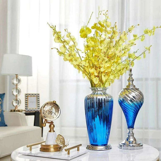 Nordic Sapphire Serenity: Exquisite Blue Glass Vase