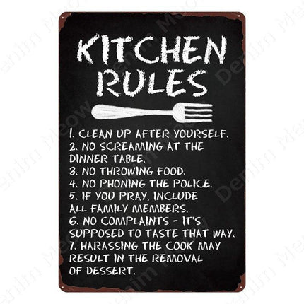 Nostalgic Retro Metal Sign for Kitchen - Pasta, Sandwich, and Fresh Bread Wall Art - Très Elite