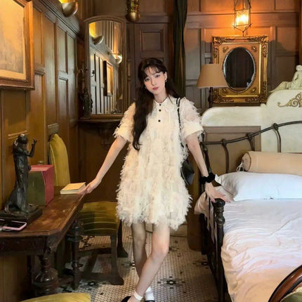 Nostalgic Y2K Lace Mini Dress - Charming Retro Evening Wear for Women