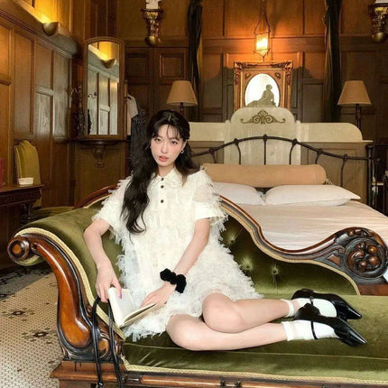 Nostalgic Y2K Lace Mini Dress - Charming Retro Evening Wear for Women