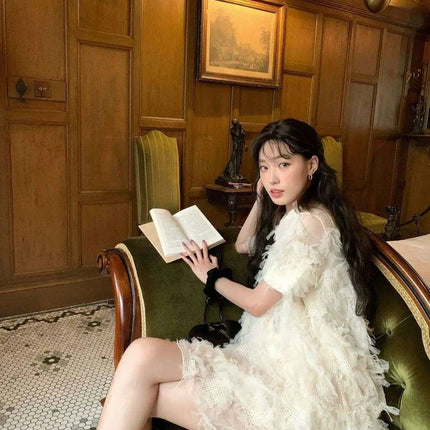 Nostalgic Y2K Lace Mini Dress - Charming Retro Evening Wear for Women