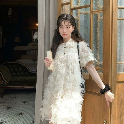 Nostalgic Y2K Lace Mini Dress - Charming Retro Evening Wear for Women