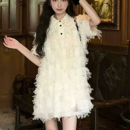 Nostalgic Y2K Lace Mini Dress - Charming Retro Evening Wear for Women