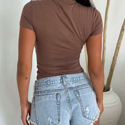 Nostalgic Y2K Women's Curve-Hugging Slim Fit Tee - Très Elite