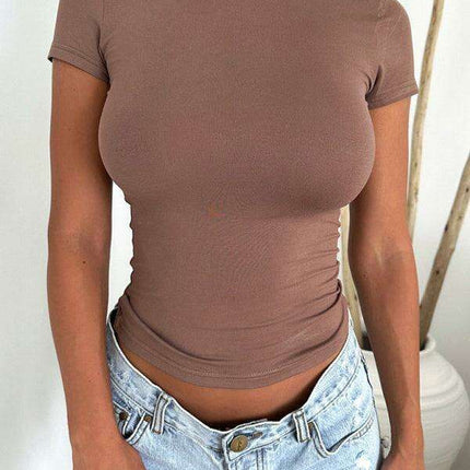 Nostalgic Y2K Women's Curve-Hugging Slim Fit Tee - Très Elite