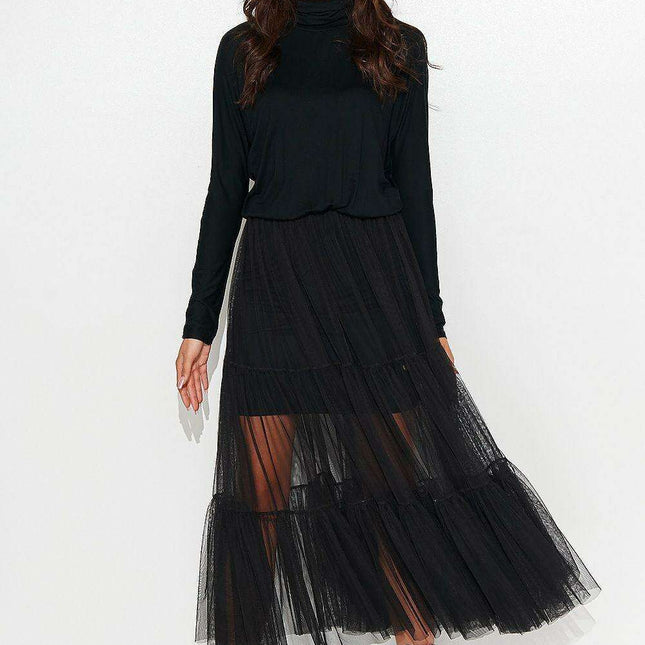 Numinous Black Viscose Evening Dress