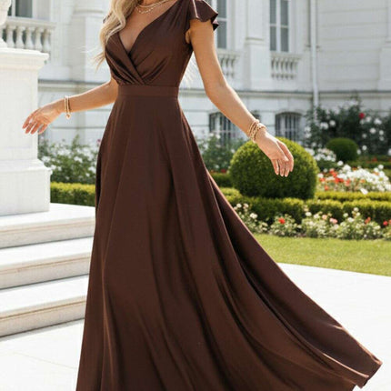 Numoco Cornflower Satin Evening Gown - Timeless Grace - Très Elite