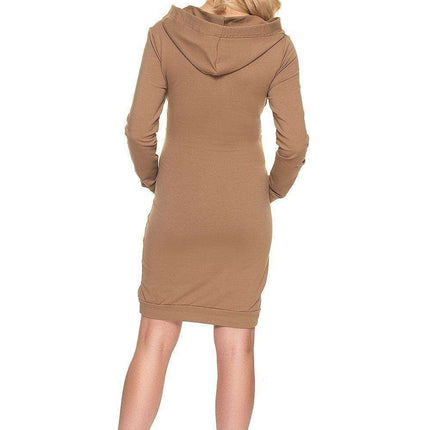 Nursing-Friendly Hooded Maternity Dress with Kangaroo Pocket - Très Elite