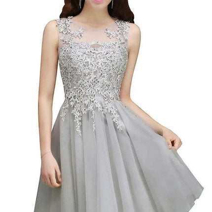 O Neck Tulle Evening Dress - Très Elite