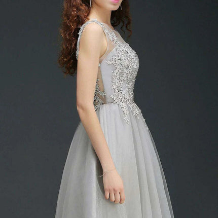 O Neck Tulle Evening Dress - Très Elite