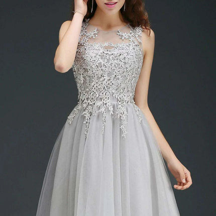 O Neck Tulle Evening Dress - Très Elite