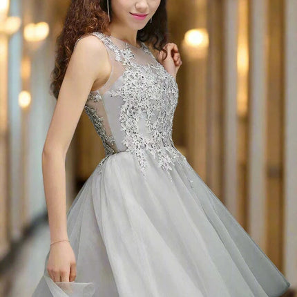O Neck Tulle Evening Dress - Très Elite