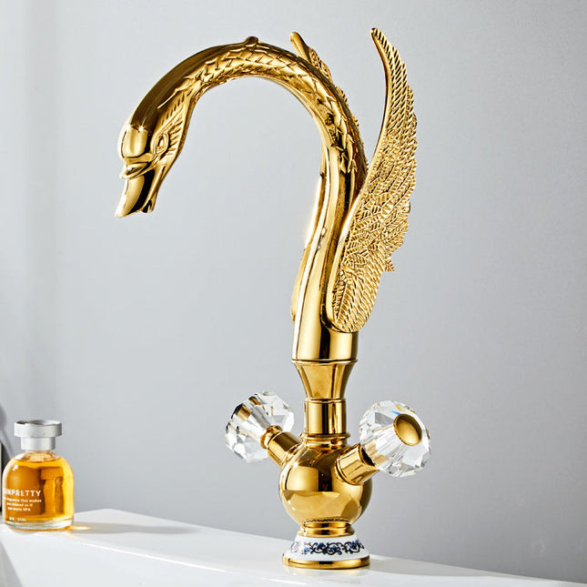Luxury Swan-shaped Solid Brass Double Handle Bathroom Faucet – Where Art Meets Function luxury-swan-shaped-solid-brass-double-handle-bathroom-faucet-where-art-meets-function