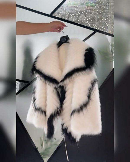 Glamorous Sequin-Accented Faux Fur Coat | Chic Winter Fashion Essential