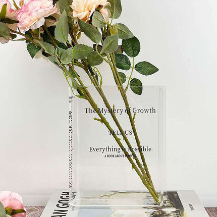 Chic European-Inspired Transparent Acrylic Book Vase - Modern Decor Accent