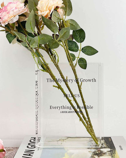 Chic European-Inspired Transparent Acrylic Book Vase - Modern Decor Accent