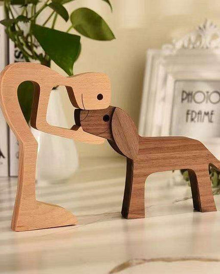 Artisan Crafted Wooden Puppy Family Figurines - Unique Decorative Accents for Your Home