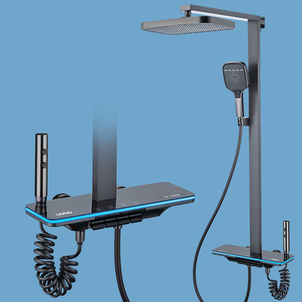 Glass Piano Key Shower System with Adjustable Rainfall Showerh