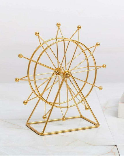 Nordic-Inspired Ferris Wheel Iron Sculpture for Stylish Home Accent