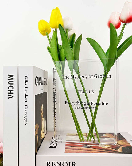 Chic European-Inspired Transparent Acrylic Book Vase - Modern Decor Accent