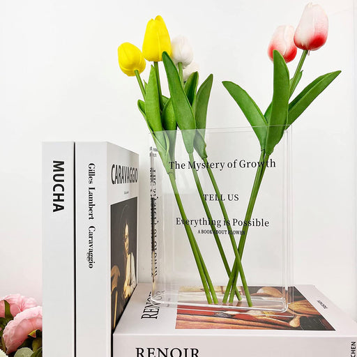 European Inspired Transparent Acrylic Book Vase - Elegant Home Decor Piece