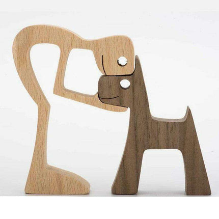 Artisan Crafted Wooden Puppy Family Figurines - Unique Decorative Accents for Your Home